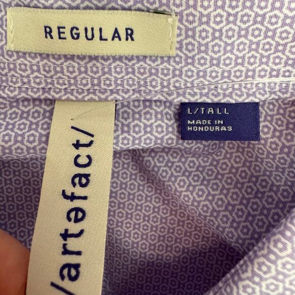 Artefact Purple Long Sleeve Button Up Shirt Men Regular Fit NWT Size Large Tall - Picture 10 of 10